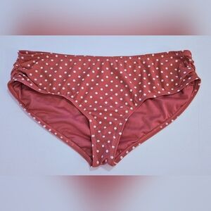 Time Tru Swim Bottom - Pink Polka Dot Ruched Side Bikini - Size 1X 16W-18W